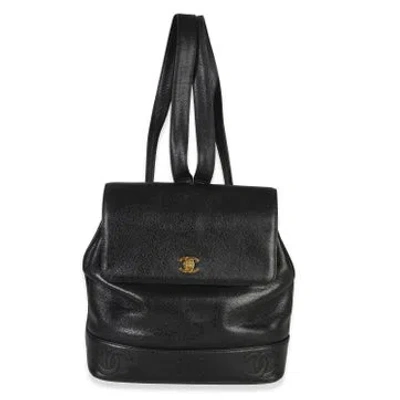 Pre-owned Chanel Leather Flap Backpack In Black