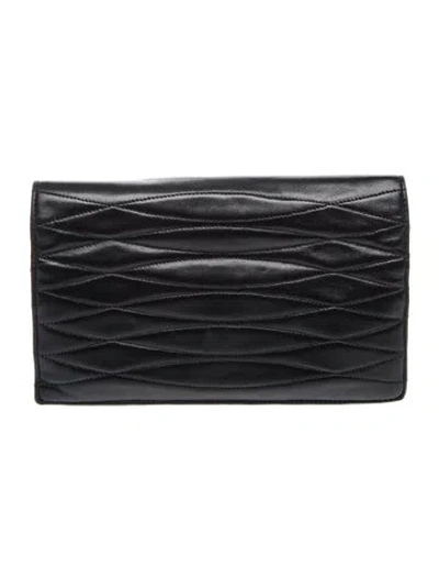 Pre-owned Chanel Leather Flap Clutch In Black