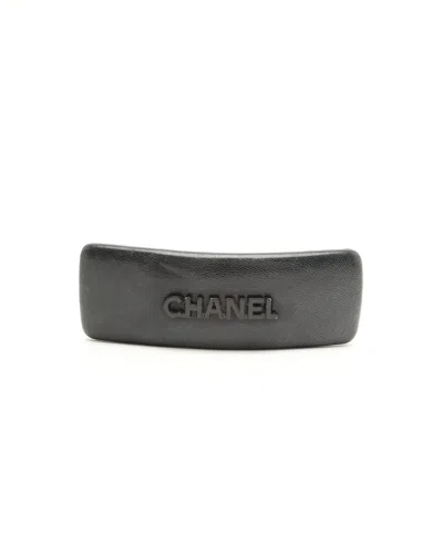 Pre-owned Chanel Leather Hair Clip In Black