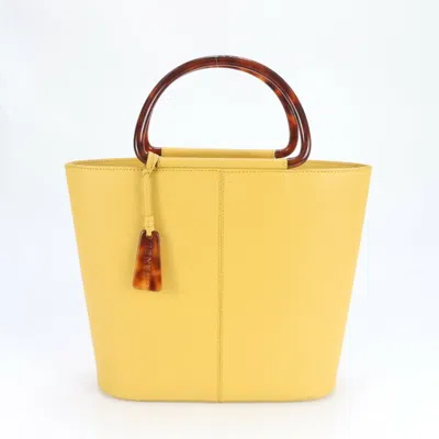 Pre-owned Chanel Leather Handbag Shoulder Bag () In Yellow