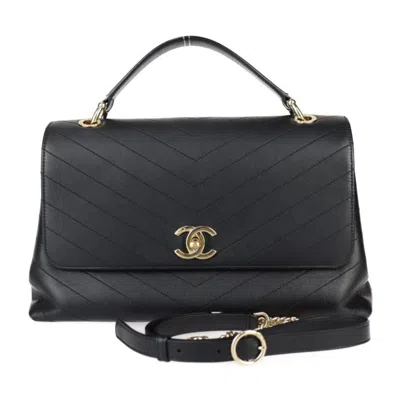 Pre-owned Chanel Leather Handbag Shoulder Bag Tote Bag () In Black