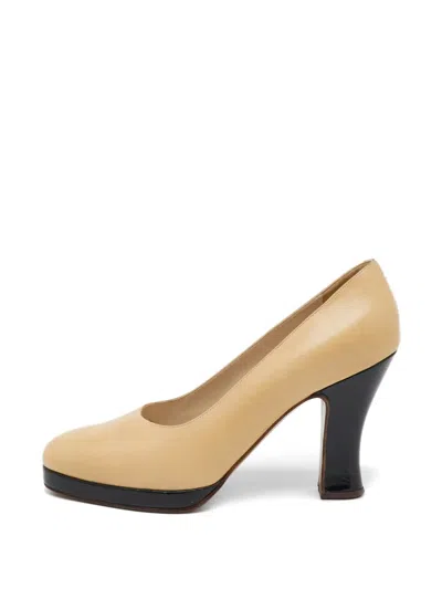 Pre-owned Chanel Leather Heeled Pumps In Neutral