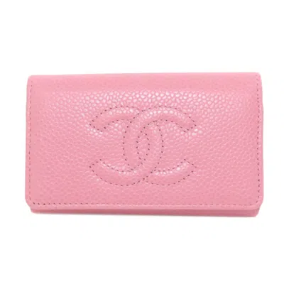Pre-owned Chanel Leather Keycase () In Pink