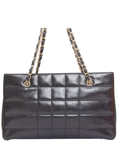 Pre-owned Chanel Leather Logo Embossed Chain Tote Bag (authentic Pre-loved)