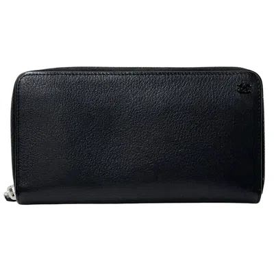 Pre-owned Chanel Leather Long Wallet (bi-fold) () In Black