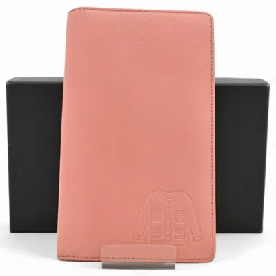 Pre-owned Chanel Leather Long Wallet (bi-fold) () In Pink