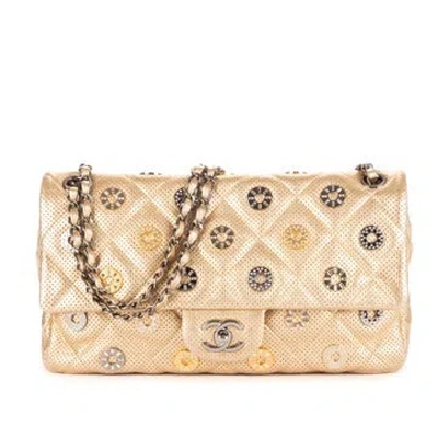 Pre-owned Chanel Leather Ltd. Ed Paris-dubai Medals Single Flap In Gold