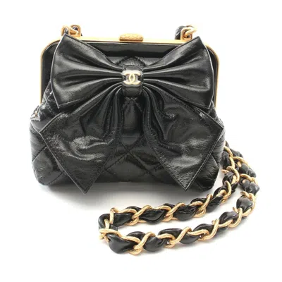Pre-owned Chanel Leather Matelasse Chain Shoulder Bag In Black