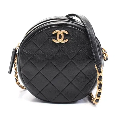 Pre-owned Chanel Leather Matelasse Mini Shoulder Bag In Black