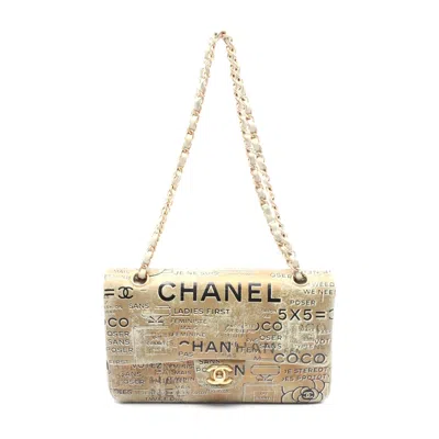 Pre-owned Chanel Leather Matelasse W Flap Shoulder Bag In Brown