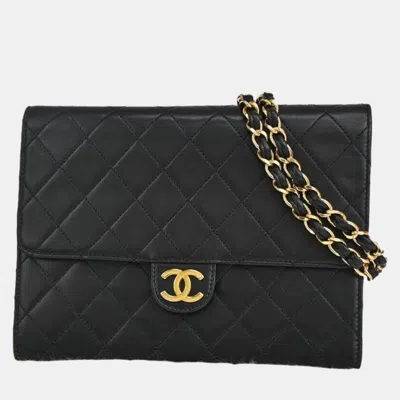 Pre-owned Chanel Leather Medium Classic Single Flap Shoulder Bags In Black