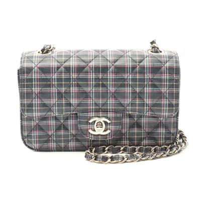 Pre-owned Chanel Leather Mini Matelasse Shoulder Bag In Blue