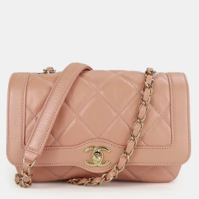 Pre-owned Chanel Leather Peach Beige Matelasse No. 29 Coco Mark Single Chain Shoulder Bag
