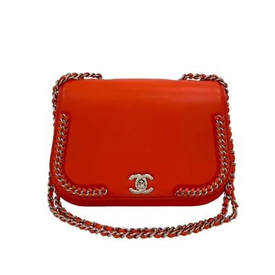 Pre-owned Chanel Leather Pochette Shoulder Bag () In Orange