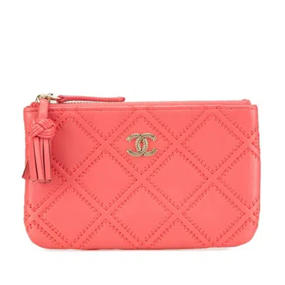 Pre-owned Chanel Leather Pouch () In Pink