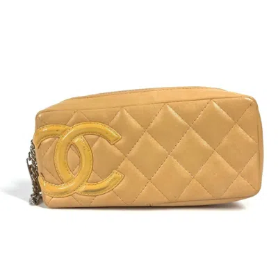 Pre-owned Chanel Leather Pouch () In Sand