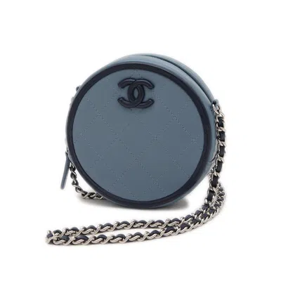 Pre-owned Chanel Leather Pouch Shoulder Bag () In Blue