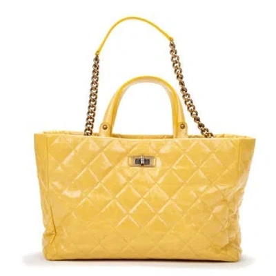 Pre-owned Chanel Leather Reissue Top Handle Shopper In Yellow