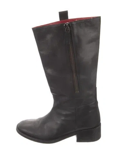 Pre-owned Chanel Leather Riding Boots In Black