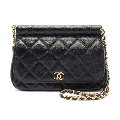 Pre-owned Chanel Leather Shoulder Bag Black