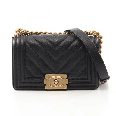 Pre-owned Chanel Leather Shoulder Bag () In Black