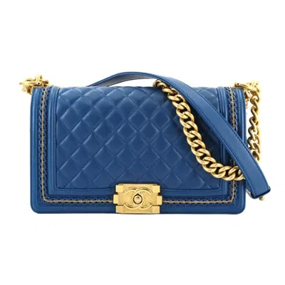 Pre-owned Chanel Leather Shoulder Bag () In Blue