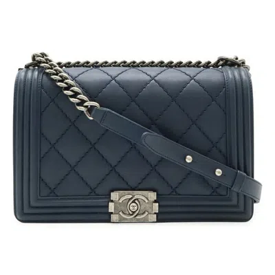 Pre-owned Chanel Leather Shoulder Bag () In Blue