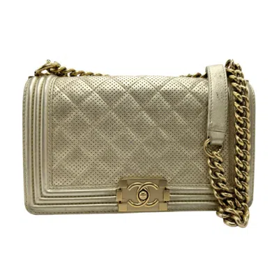Pre-owned Chanel Leather Shoulder Bag () In Gold