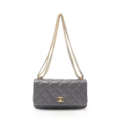 Pre-owned Chanel Leather Shoulder Bag () In Gray