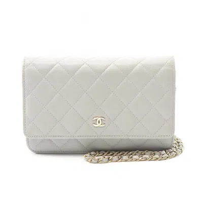 Pre-owned Chanel Leather Shoulder Bag () In Gray