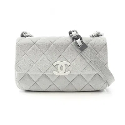 Pre-owned Chanel Leather Shoulder Bag () In Gray