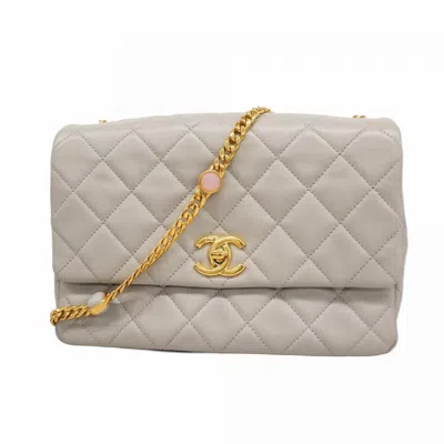 Pre-owned Chanel Leather Shoulder Bag () In Gray