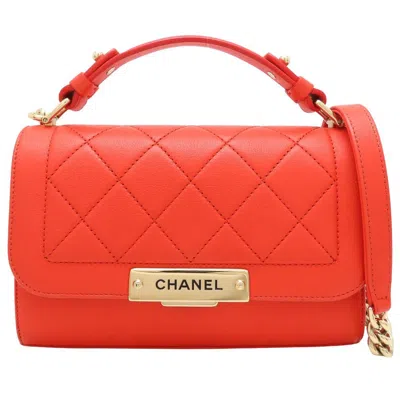 Pre-owned Chanel Leather Shoulder Bag () In Orange
