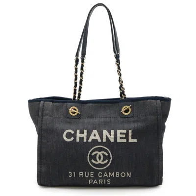 Pre-owned Chanel Leather Shoulder Bag Tote Bag () In Blue