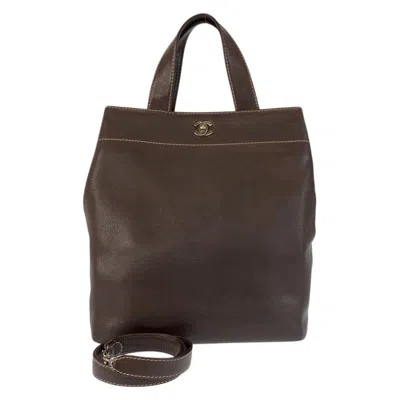 Pre-owned Chanel Leather Shoulder Bag Tote Bag () In Brown