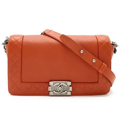Pre-owned Chanel Leather Shoulder Bag Tote Bag () In Orange