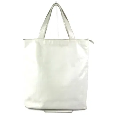 Pre-owned Chanel Leather Shoulder Bag Tote Bag () In White