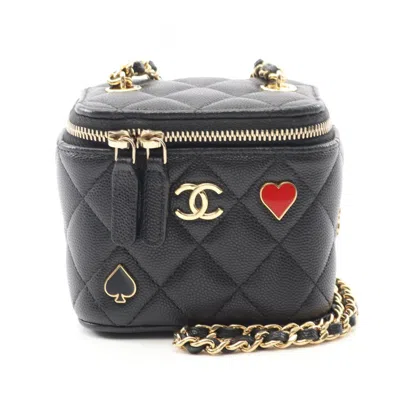 Pre-owned Chanel Leather Shoulder Bag Vanity Bag () In Black