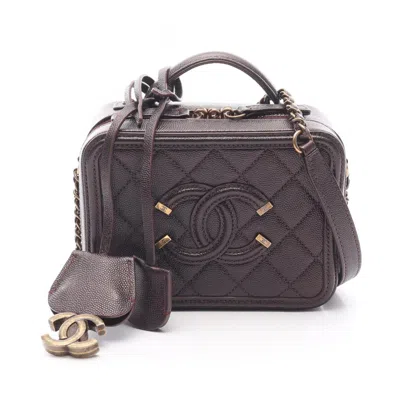 Pre-owned Chanel Leather Shoulder Bag Vanity Bag () In Purple