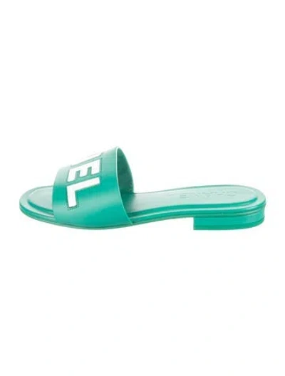 Pre-owned Chanel Leather Slides In Green