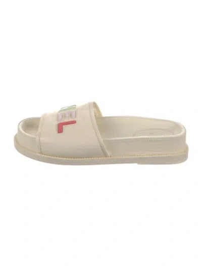 Pre-owned Chanel Leather Slides In Neutral