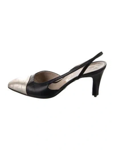 Pre-owned Chanel Leather Slingback Pumps In Black