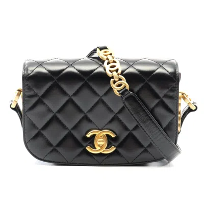 Pre-owned Chanel Leather Suede Shoulder Bag In Black