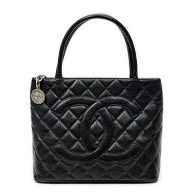 Pre-owned Chanel Leather Timeless Medallion Tote In Black