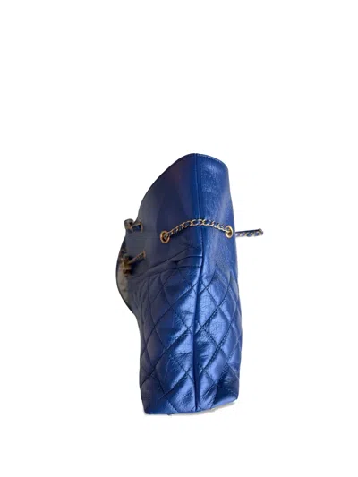 Pre-owned Chanel Leather Tote Bag In Blue