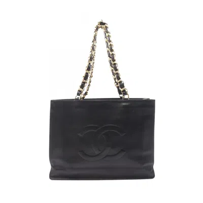 Pre-owned Chanel Leather Tote Bag () In Black