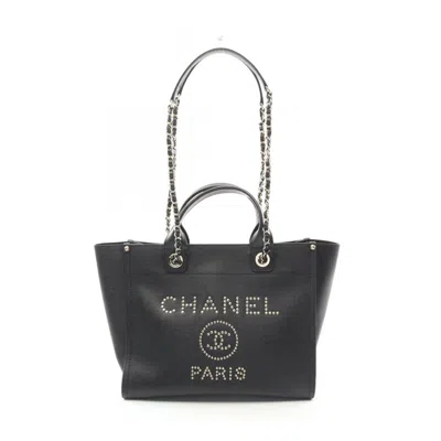 Pre-owned Chanel Leather Tote Bag () In Black