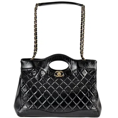Pre-owned Chanel Leather Tote Bag () In Black