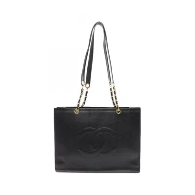Pre-owned Chanel Leather Tote Bag () In Black