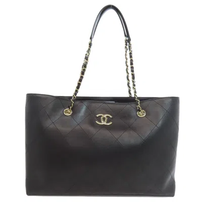 Pre-owned Chanel Leather Tote Bag () In Black